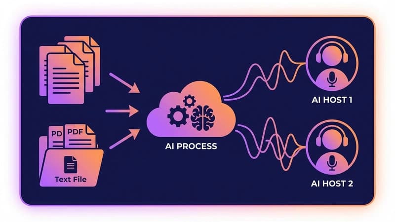 NotebookLM Audio Overview機能で福岡の中小企業の知識共有を自動化するイメージ